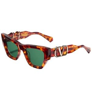 VALENTINO V-SETTE HAVANA SQUARED CAT EYE SUNGLASSES VLS-166B DARK
GREEN $830